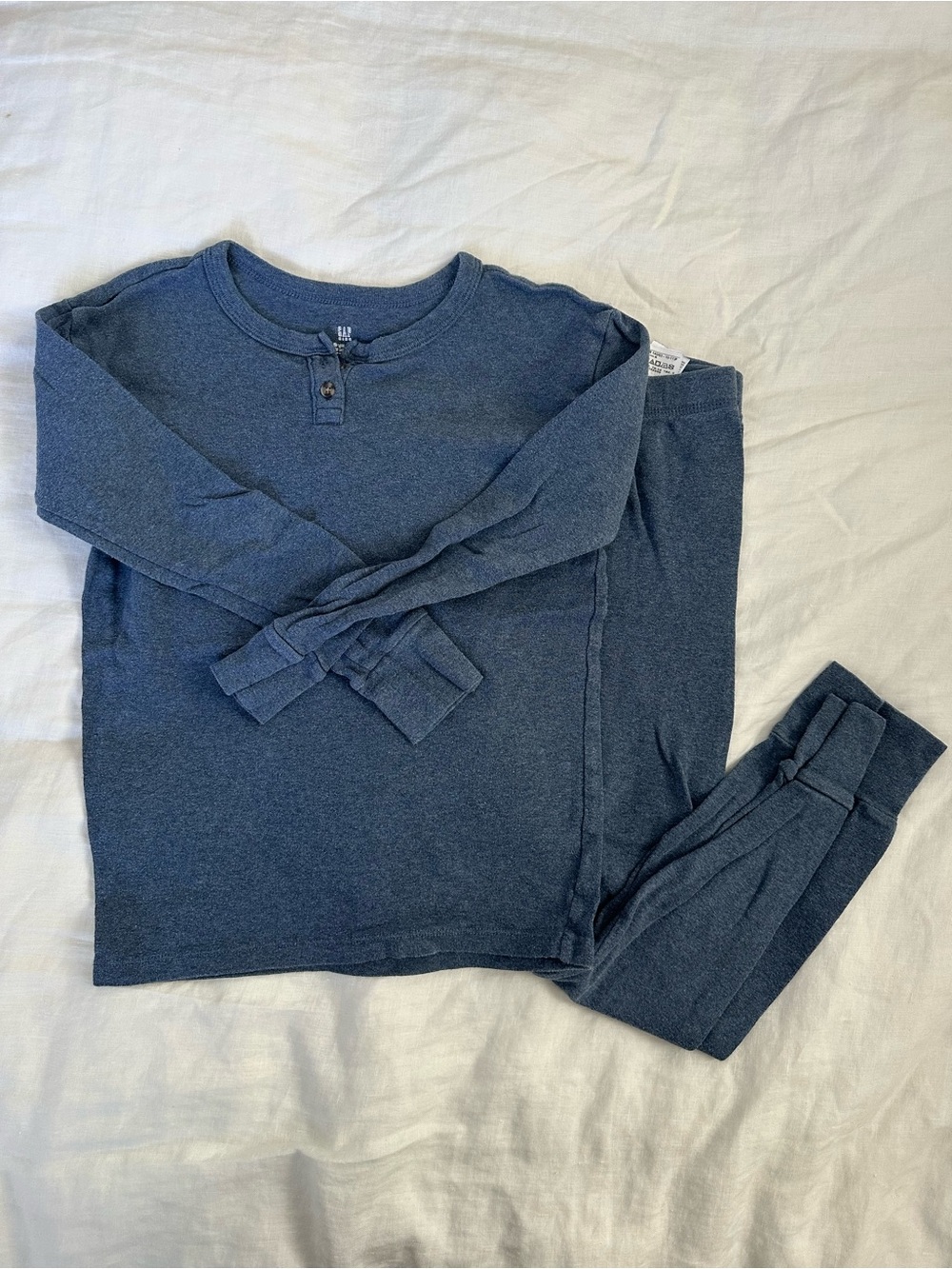 GAP Boys Long Sleeve Henley Pajama Set in Denim Blue